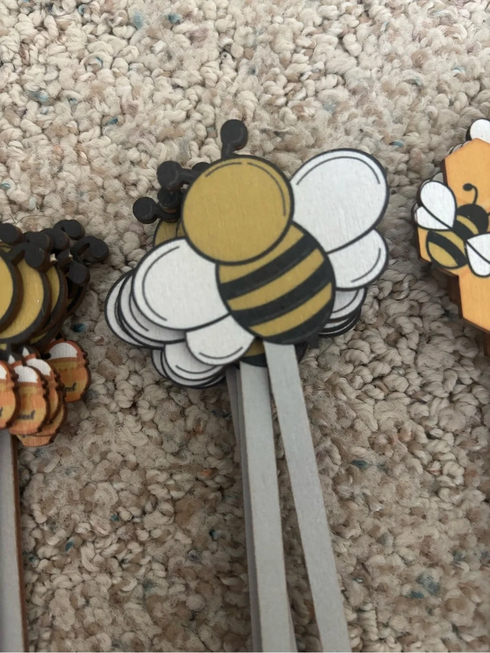 Bee Theme Wooden Party Picks